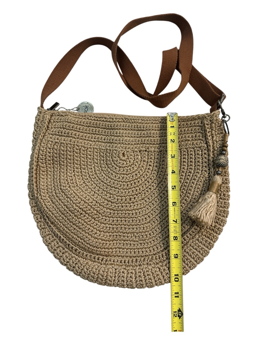 THE Sak Ryder Crochet Crescent Crossbody Bag Hobo Hand-Crocheted Bamboo Tan - Picture 8 of 8